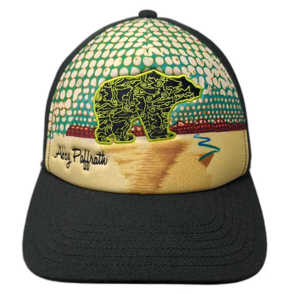 Art 4 All Abby Paffrath 5 Panel Black Green One Size Bear Landscape Mesh Hat